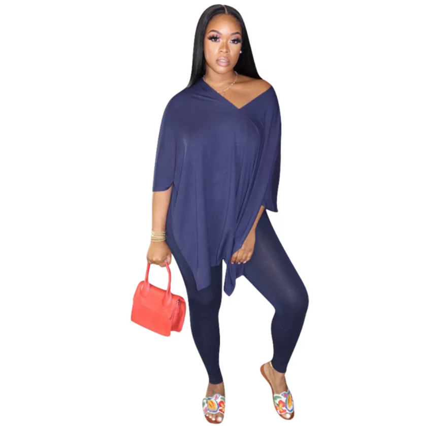 women's leggings 2 piece outfit blue