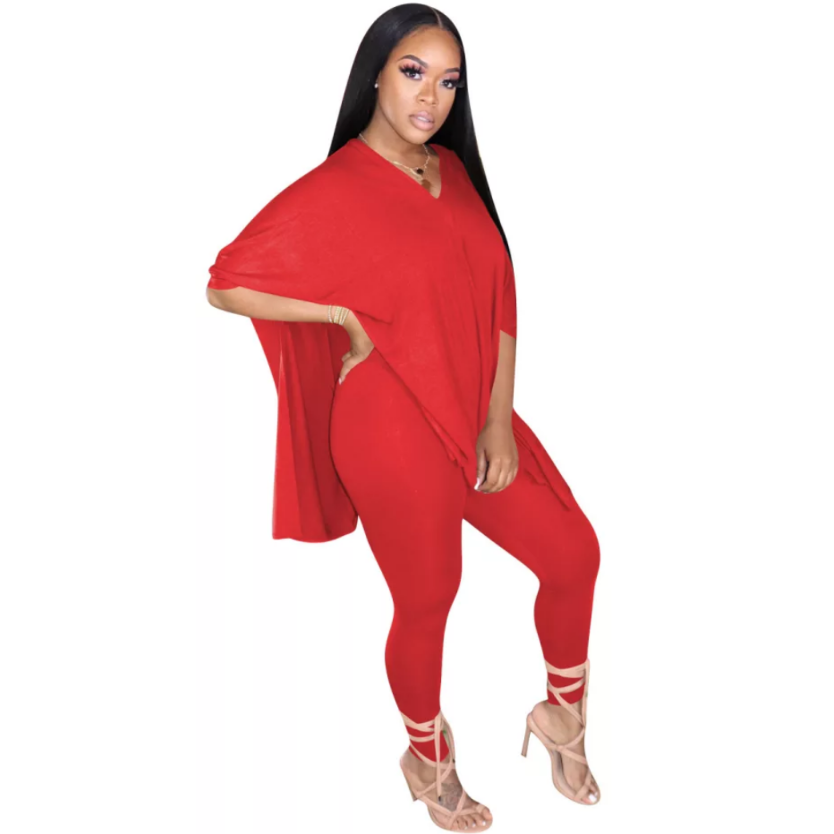 women's leggings 2 piece outfit red